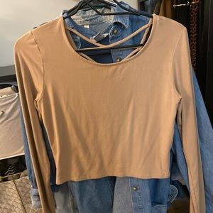 Nude Long Sleeve Crop Top